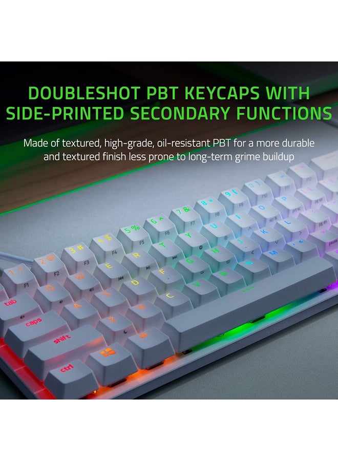 Huntsman Mini 60% Gaming Keyboard: Fast Keyboard Switches, Linear Optical Switches, Chroma RGB Lighting, PBT Keycaps, Onboard Memory Snap Tap - White