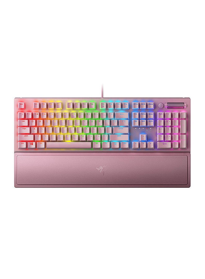 BlackWidow V3 Mechanical Gaming Keyboard - Green Mechanical Switches, Tactile & Clicky, Chroma RGB Lighting, Fully Programmable Keys with Ergonomic Wrist Rest - Quartz Pink