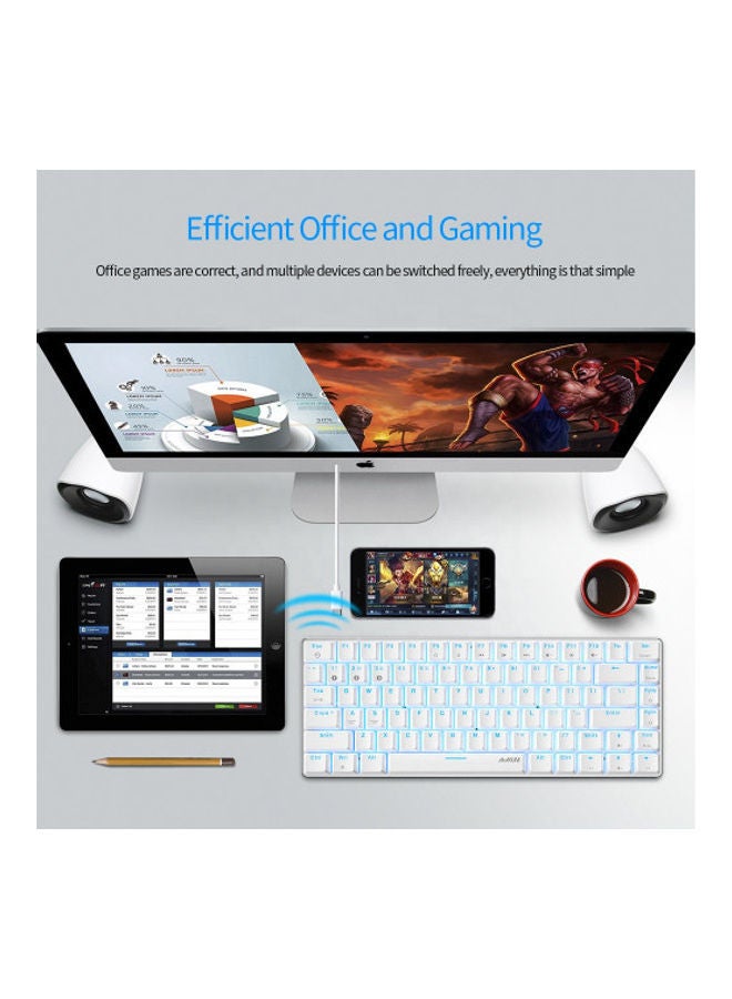 AK33 82 Keys Wireless Mechanical Gaming Keyboard, Bluetooth 5.0/Dual Mode Anti-Ghosting Backlight For PC Laptop Gamer White