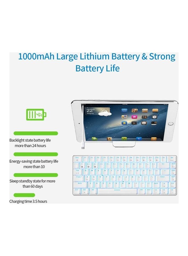 AK33 82 Keys Wireless Mechanical Gaming Keyboard, Bluetooth 5.0/Dual Mode Anti-Ghosting Backlight For PC Laptop Gamer White