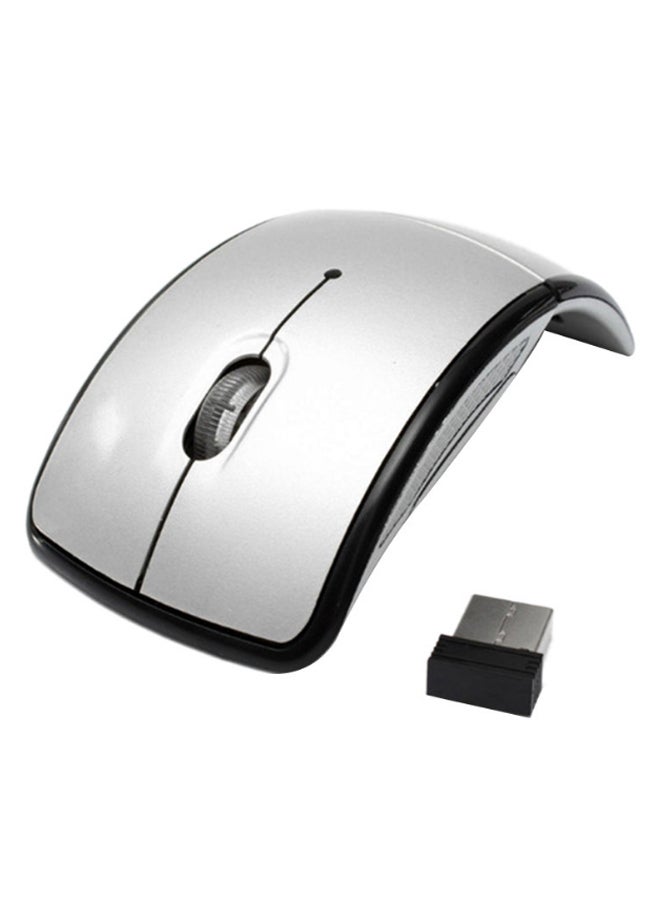 Wireless Foldable Optical Mouse With USB Receiver Silver/Black