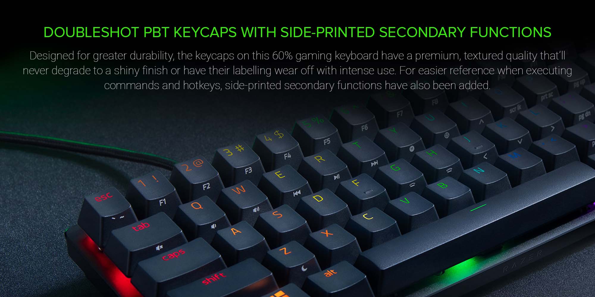 Huntsman Mini 60% Gaming Keyboard, Fastest Keyboard Switches Ever, Clicky Purple Optical Switches, Chroma RGB Lighting, PBT Keycaps, Onboard Memory | RZ03-03390100-R3M1