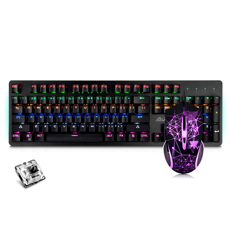 104 Keys USB Wired Gaming Keyboard Mouse Combo Set