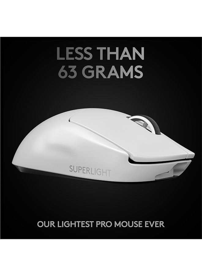 G PRO X SUPERLIGHT Wireless Gaming Mouse, Ultra-Lightweight, Hero 25K Sensor, 25,600 DPI, 5 Programmable Buttons, Long Battery Life, Compatible With PC/Mac - White