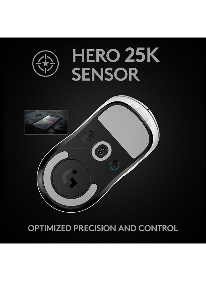 G PRO X SUPERLIGHT Wireless Gaming Mouse, Ultra-Lightweight, Hero 25K Sensor, 25,600 DPI, 5 Programmable Buttons, Long Battery Life, Compatible With PC/Mac - White