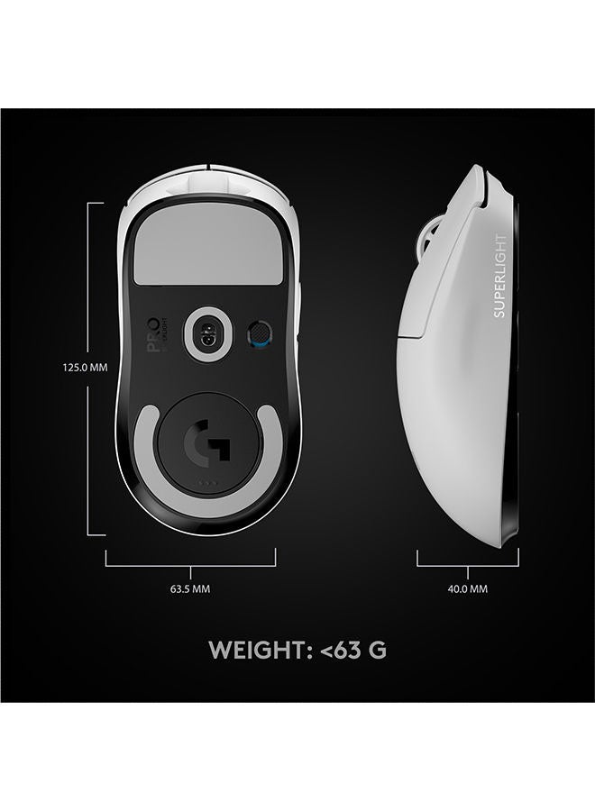 G PRO X SUPERLIGHT Wireless Gaming Mouse, Ultra-Lightweight, Hero 25K Sensor, 25,600 DPI, 5 Programmable Buttons, Long Battery Life, Compatible With PC/Mac - White