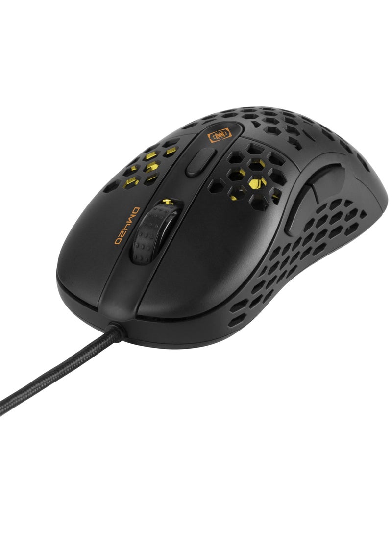 Deltaco Gaming Ultra Light Gaming Mouse Corded Black Optical Mouse with 6 Buttons 6 Adjustable DPI Settings Upto 6400 DPI