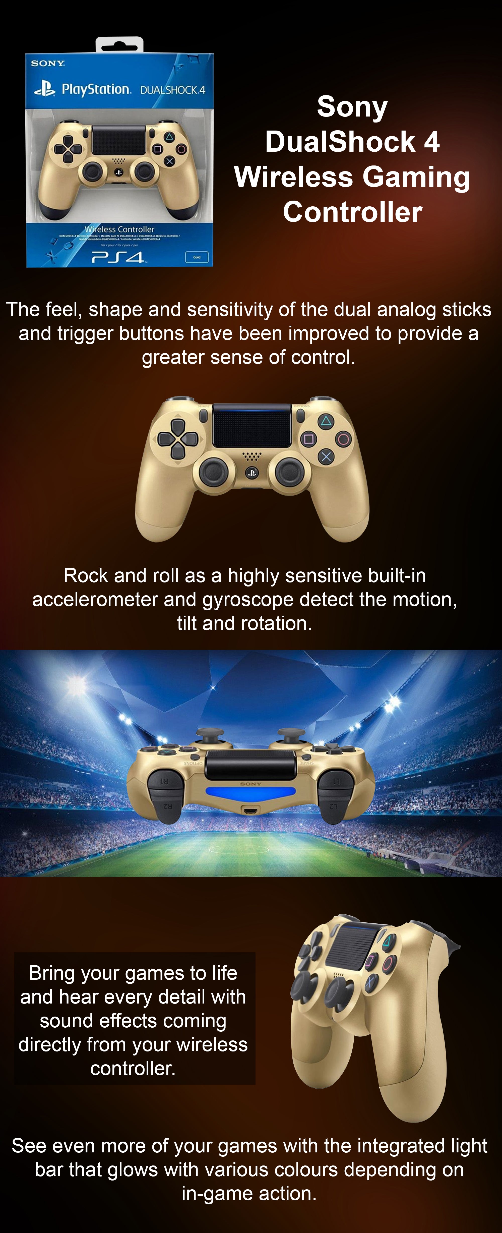 Dualshock Wireless Controller For PlayStation 4-Gold