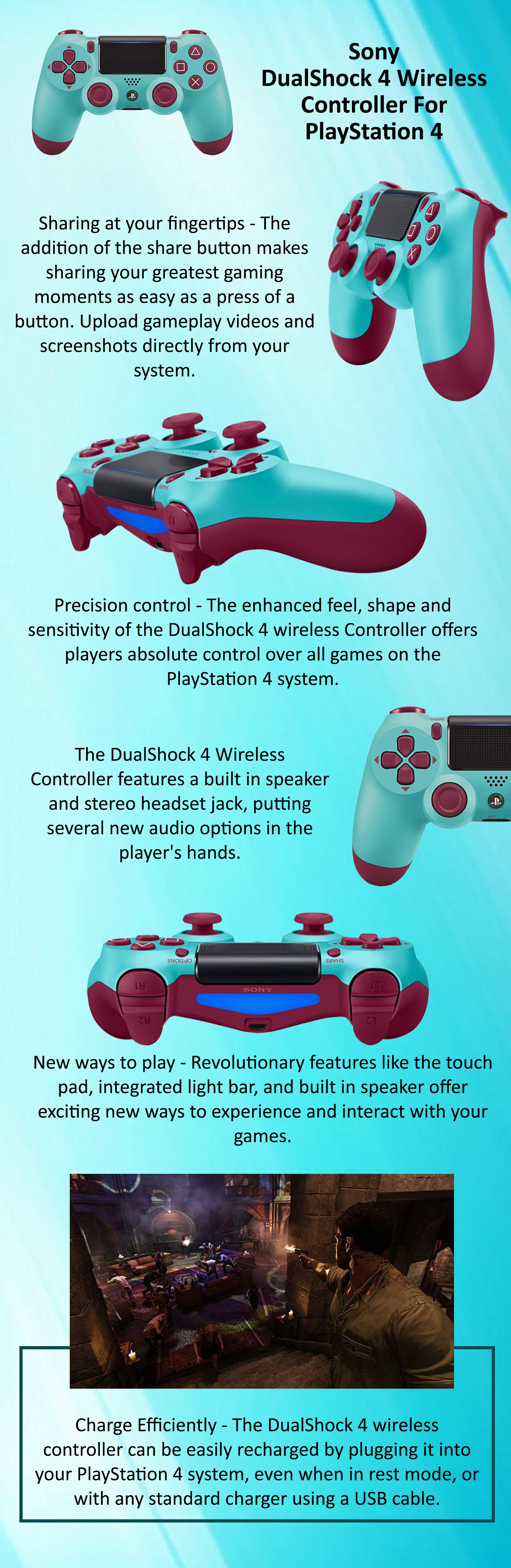 Dualshock Wireless Controller For PlayStation 4-Berry Blue