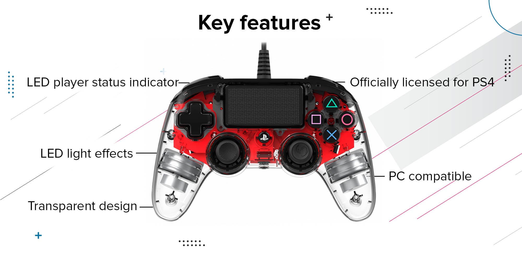 Wired Compact Controller for PlayStation 4 - Red