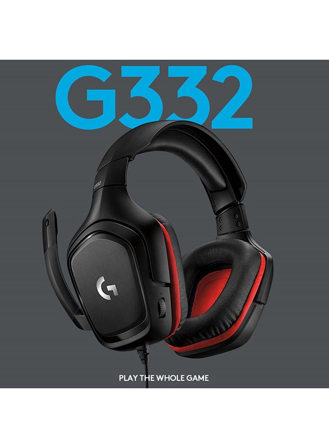 G332 Wired Gaming Headset, 50 mm Audio Drivers, Rotating Leatherette Ear Cups, 3.5 mm Audio Jack, Flip-to-Mute Mic, Lightweight For PC,Xbox One,Xbox Series X|S,PS5,PS4,Nintendo Switch