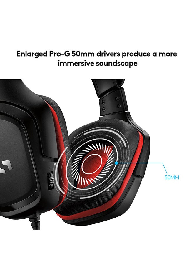 G332 Wired Gaming Headset, 50 mm Audio Drivers, Rotating Leatherette Ear Cups, 3.5 mm Audio Jack, Flip-to-Mute Mic, Lightweight For PC,Xbox One,Xbox Series X|S,PS5,PS4,Nintendo Switch