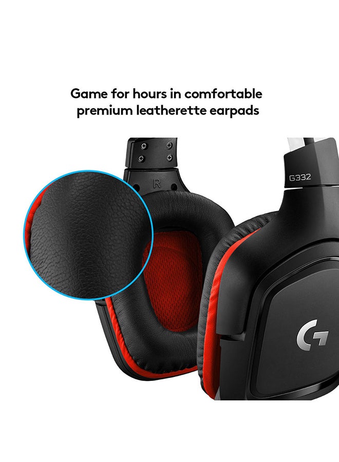 G332 Wired Gaming Headset, 50 mm Audio Drivers, Rotating Leatherette Ear Cups, 3.5 mm Audio Jack, Flip-to-Mute Mic, Lightweight For PC,Xbox One,Xbox Series X|S,PS5,PS4,Nintendo Switch