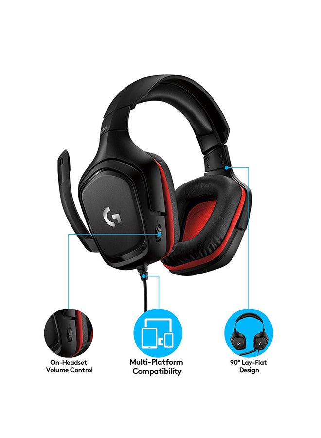 G332 Wired Gaming Headset, 50 mm Audio Drivers, Rotating Leatherette Ear Cups, 3.5 mm Audio Jack, Flip-to-Mute Mic, Lightweight For PC,Xbox One,Xbox Series X|S,PS5,PS4,Nintendo Switch