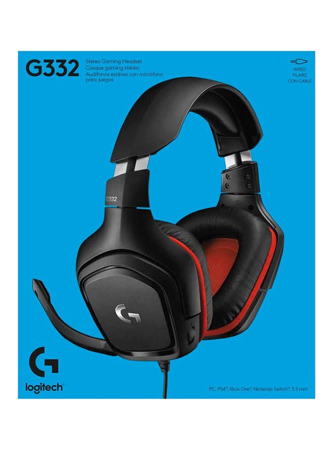 G332 Wired Gaming Headset, 50 mm Audio Drivers, Rotating Leatherette Ear Cups, 3.5 mm Audio Jack, Flip-to-Mute Mic, Lightweight For PC,Xbox One,Xbox Series X|S,PS5,PS4,Nintendo Switch