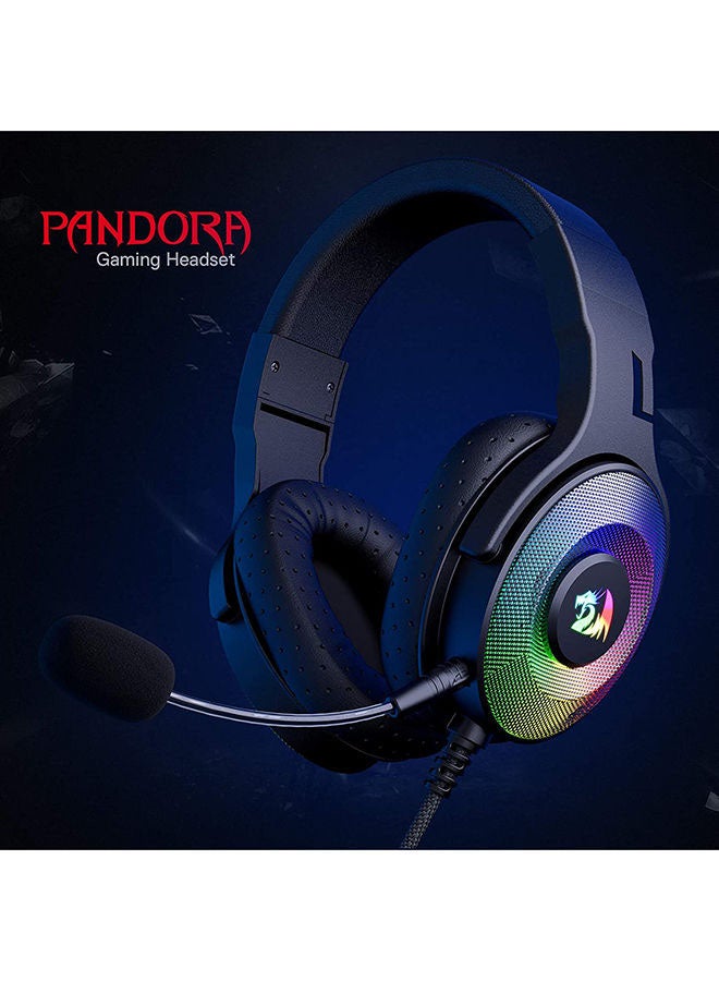 H350 Pandora Rgb Wired Gaming Headset, Dynamic Rgb Backlight - Stereo Surround-Sound - 50 Mm Drivers - Detachable Microphone, Over-Ear Headphones Works For Pc/Ps4/Xbox One/Ns