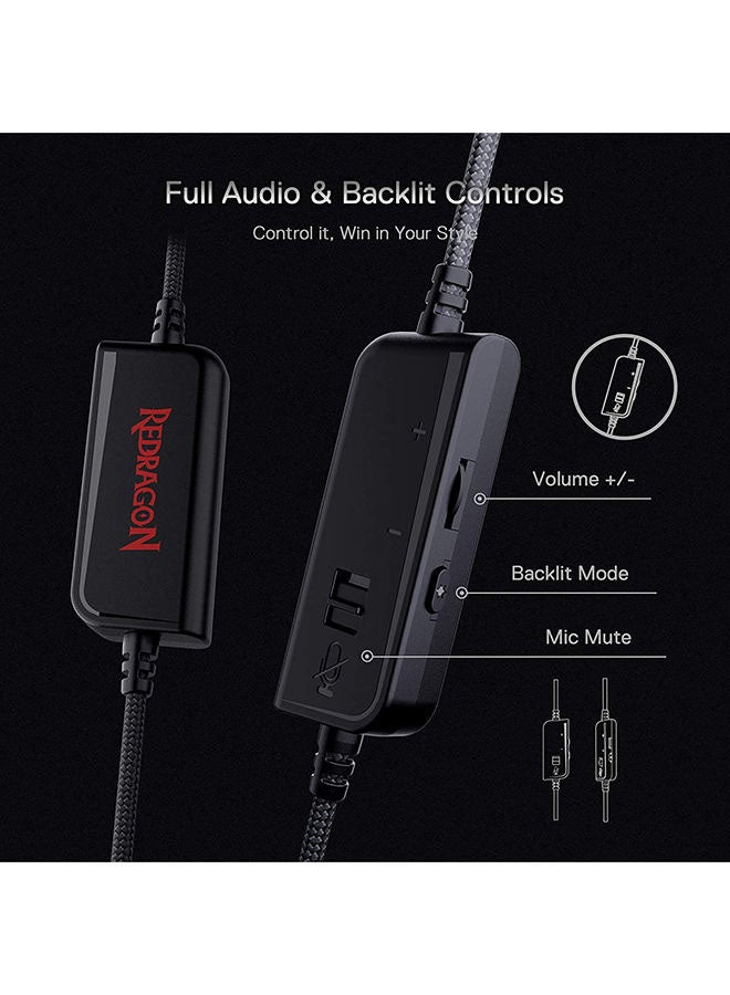 H350 Pandora Rgb Wired Gaming Headset, Dynamic Rgb Backlight - Stereo Surround-Sound - 50 Mm Drivers - Detachable Microphone, Over-Ear Headphones Works For Pc/Ps4/Xbox One/Ns