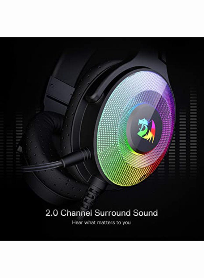 H350 Pandora Rgb Wired Gaming Headset, Dynamic Rgb Backlight - Stereo Surround-Sound - 50 Mm Drivers - Detachable Microphone, Over-Ear Headphones Works For Pc/Ps4/Xbox One/Ns