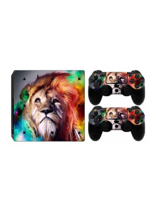 Lion Printed Console And Controller Sticker Set For PlayStation 4 (PS4) - Multicolour