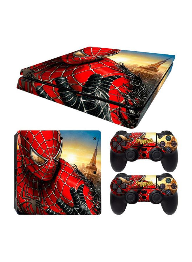 3-Piece Spider Man Printed Console And Controller Sticker Set For PlayStation 4 (PS4)