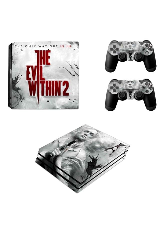 3-Piece The Evil Within 2 Themed Console And Controller Sticker Set For PlayStation 4 Pro