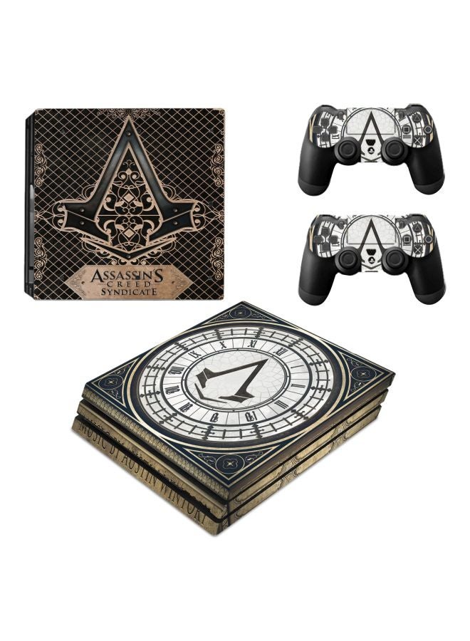 3-Piece Assassins's Creed Syndicate Themed Printed Console And Controller Sticker Set For PlayStation 4 Pro