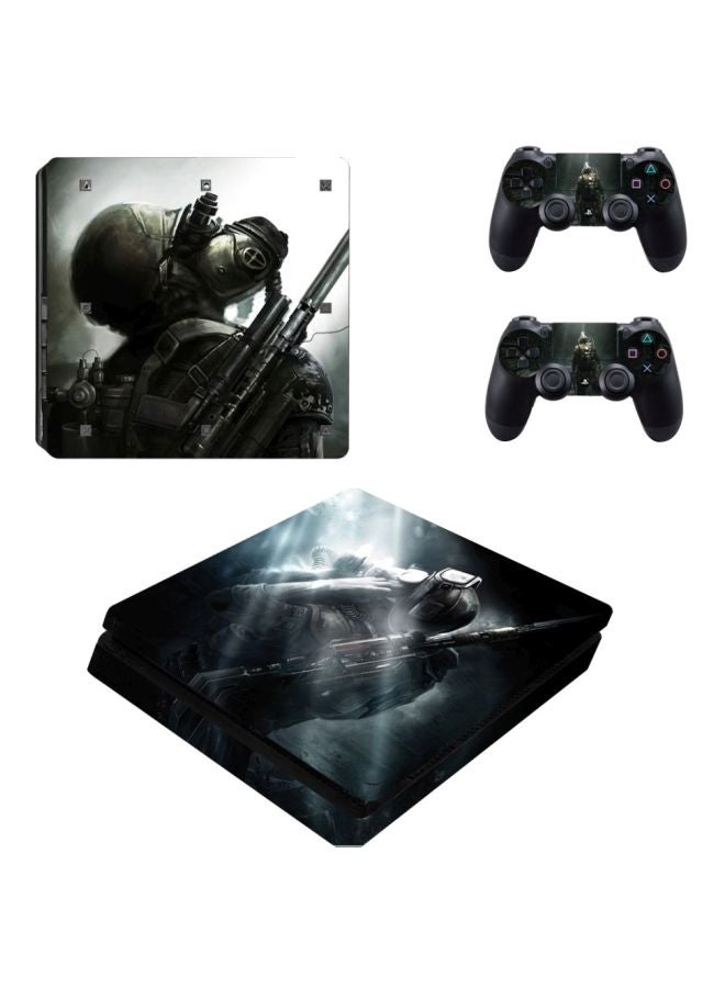 4-Piece Printed Console And Controller Sticker - PlayStation 4 Slim