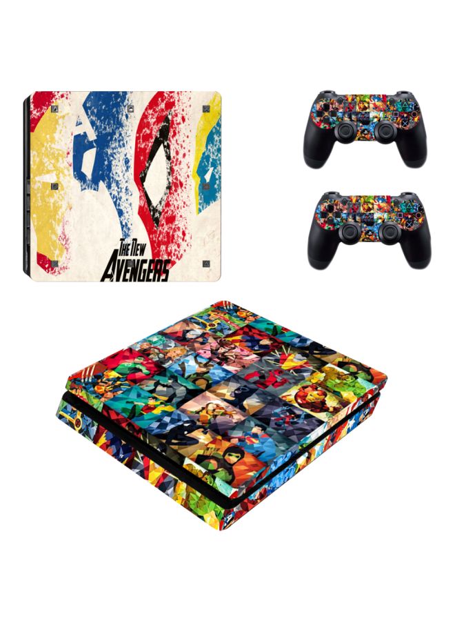 4-Piece The New Avengers Printed Console And Controller Sticker - PlayStation 4 Slim