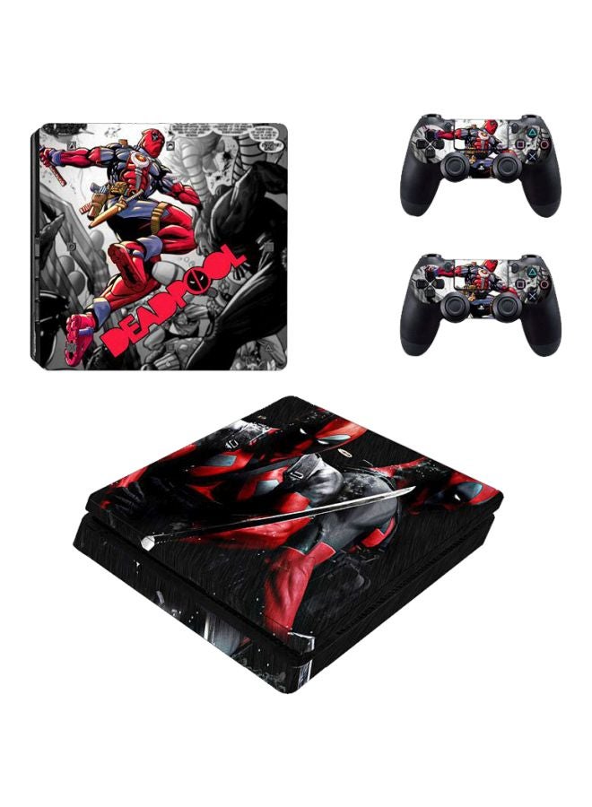 4-Piece Deadpool Printed Console And Controller Sticker Set For PlayStation 4 Slim