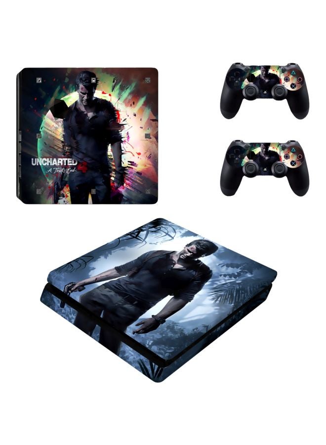 4-Piece Uncharted Wireless Console And  Controller Sticker Set For PS4 Slim