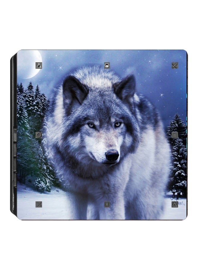 4-Piece Wolf Printed Console And Controller Sticker For PlayStation 4 Slim