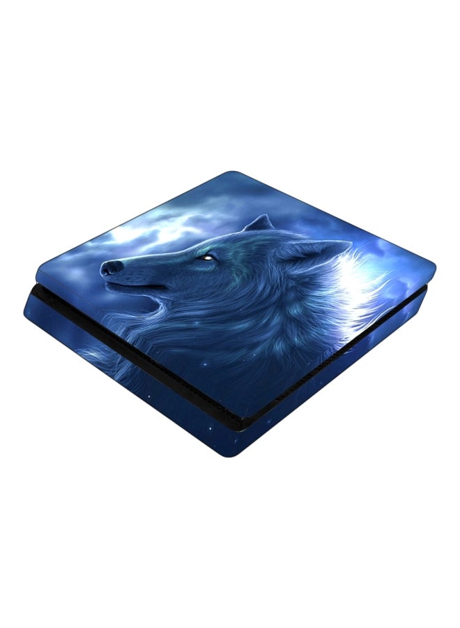 4-Piece Wolf Printed Console And Controller Sticker For PlayStation 4 Slim