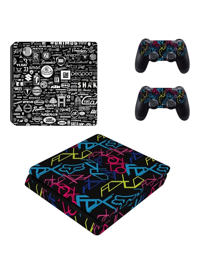 4-Piece Printed Console And Controller Sticker For PlayStation 4 Slim