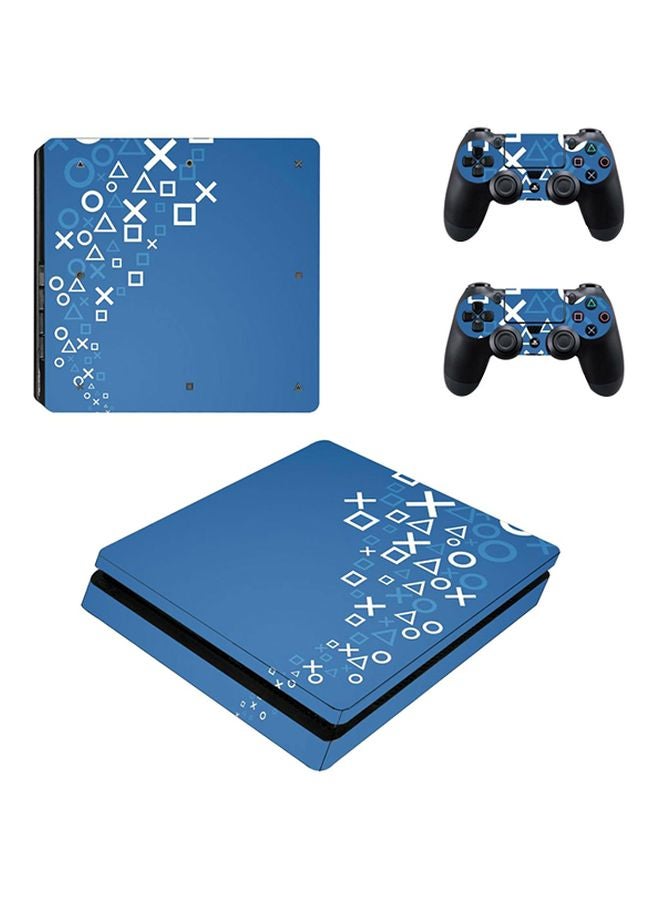 3-Piece X Buttons Printed Console And Controller Skin Sticker Set For PlayStation 4 Slim