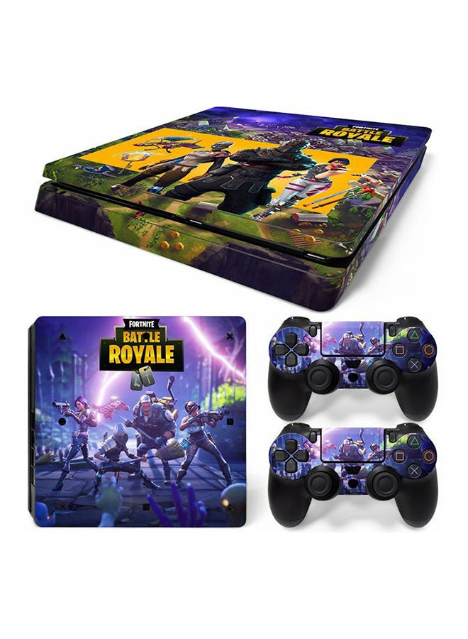 3-Piece Colorful Fortnite Printed Gaming Console And Controller Waterproof Skin Sticker Set For PlayStation 4