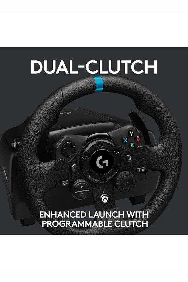 G923 Wireless Racing Wheel And Pedals For Xbox featuring Trueforce Up to 1000 Hz Force Feedback, Responsive Pedal, Dual Clutch Launch Control, And Genuine Leather Wheel Cover