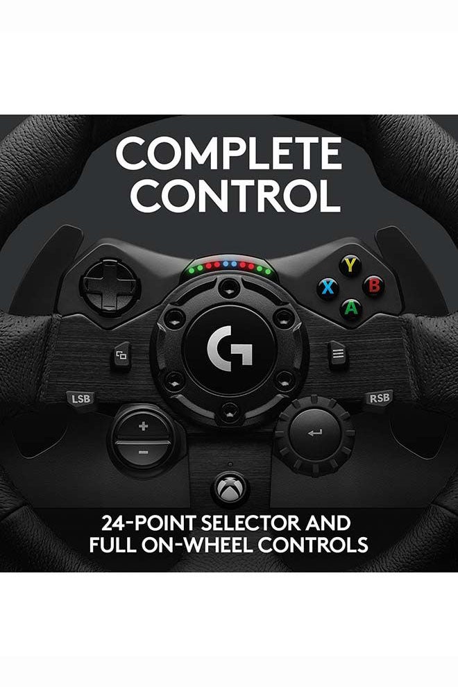 G923 Wireless Racing Wheel And Pedals For Xbox featuring Trueforce Up to 1000 Hz Force Feedback, Responsive Pedal, Dual Clutch Launch Control, And Genuine Leather Wheel Cover