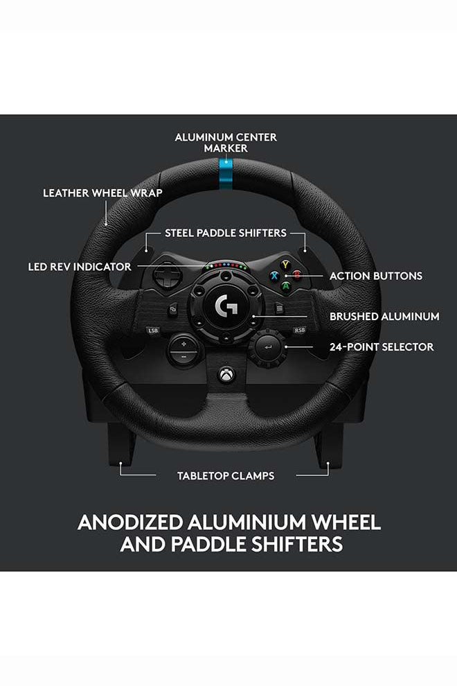 G923 Wireless Racing Wheel And Pedals For Xbox featuring Trueforce Up to 1000 Hz Force Feedback, Responsive Pedal, Dual Clutch Launch Control, And Genuine Leather Wheel Cover