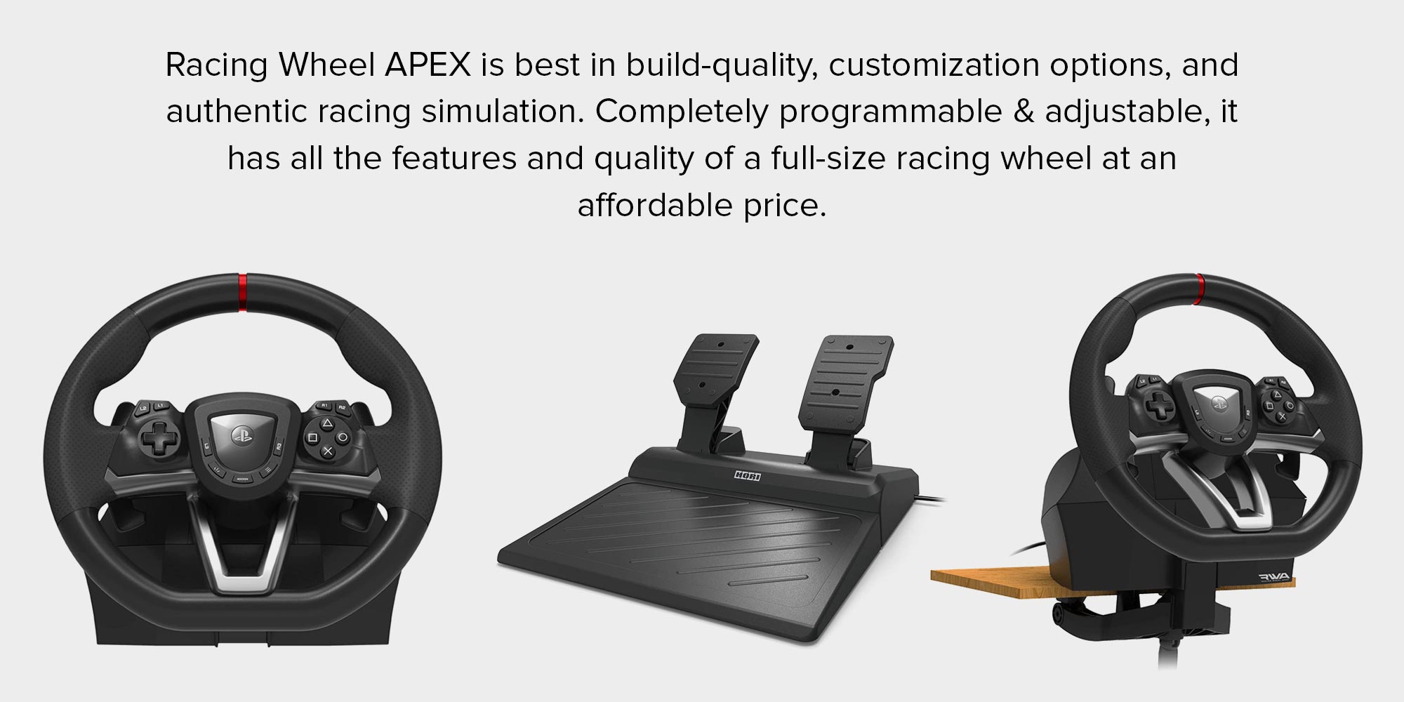 Hori Apex Racing Wheel - Officially Licensed By Sony For Playstation 5, Playstation 4 And Pc