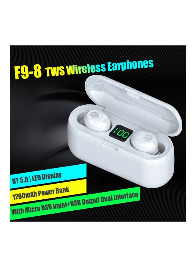 5.0 Wireless Waterproof Touch Control Earbuds with Charging Case White