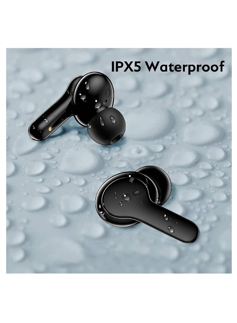 Wireless Bluetooth Earbuds, TWS Waterproof in-Ear Headphone ENC Noise Cancelling Deep Bass Touch Control Ear Buds HIFI Stereo 30H Playtime Earphone For Android iPhone Black