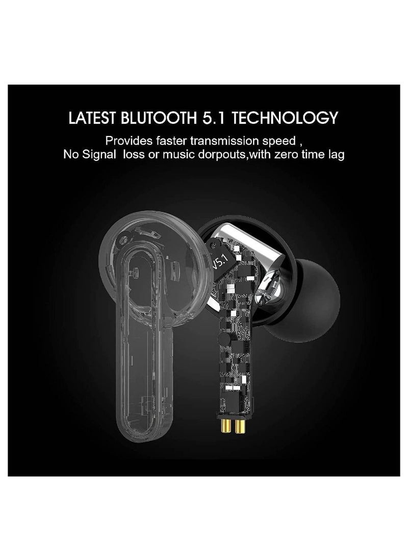 Wireless Bluetooth TWS Waterproof in-Ear Headphone Noise Cancelling Deep Bass Touch Control Ear Buds HIFI Stereo 30H Playtime Earphone For Android iPhone Black