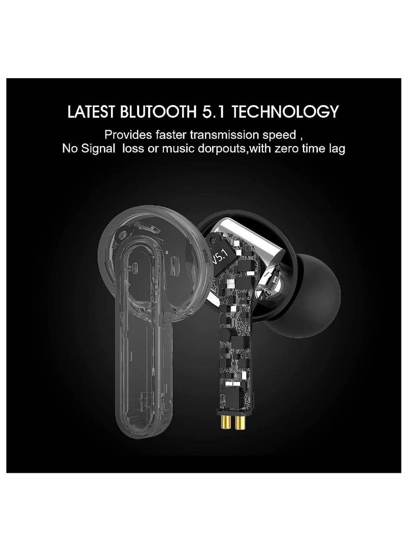 Wireless Bluetooth TWS Waterproof in-Ear Headphone Noise Cancelling Deep Bass Touch Control Ear Buds HIFI Stereo 30H Playtime Earphone For Android iPhone Black