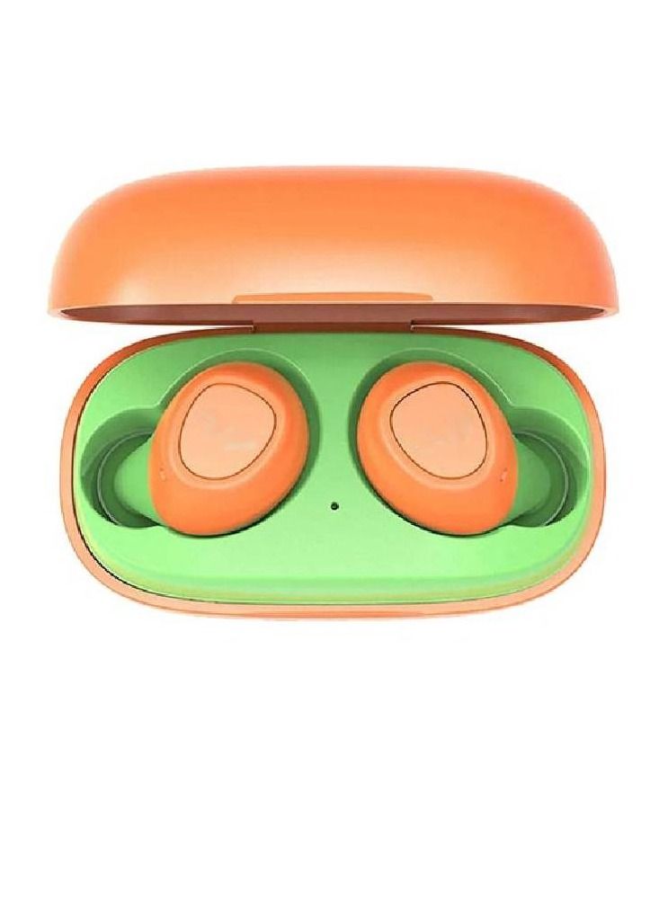 Portable Wireless/Bluetooth In-Ear Mini Sports Earbuds with Mic, Orange/Green