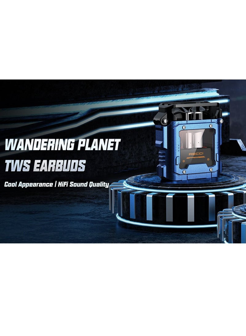 Wireless Headset TWS Earbuds With Bluetooth V5.3 Alloy Material Noise Cancelling Wireless Earbuds Earphone Headphone for Android iPhone - Blue