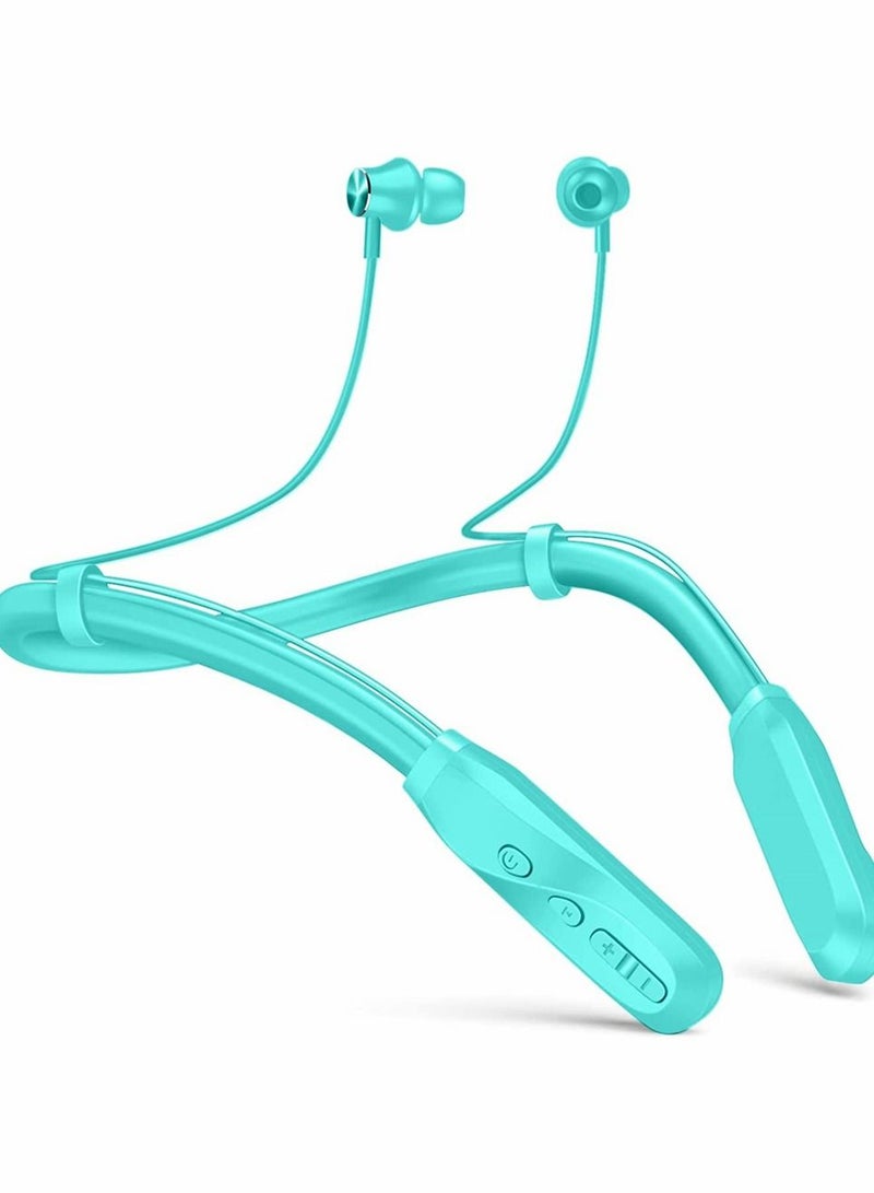 Wireless Earbuds Bluetooth Headphones Neckband, 100H Ultra-Long Playtime Headset with Microphone, Bluetooth 5.1 Earphones with Superior Stereo Sound, Magnetic Ear Buds, IPX5 Waterproof (Green)