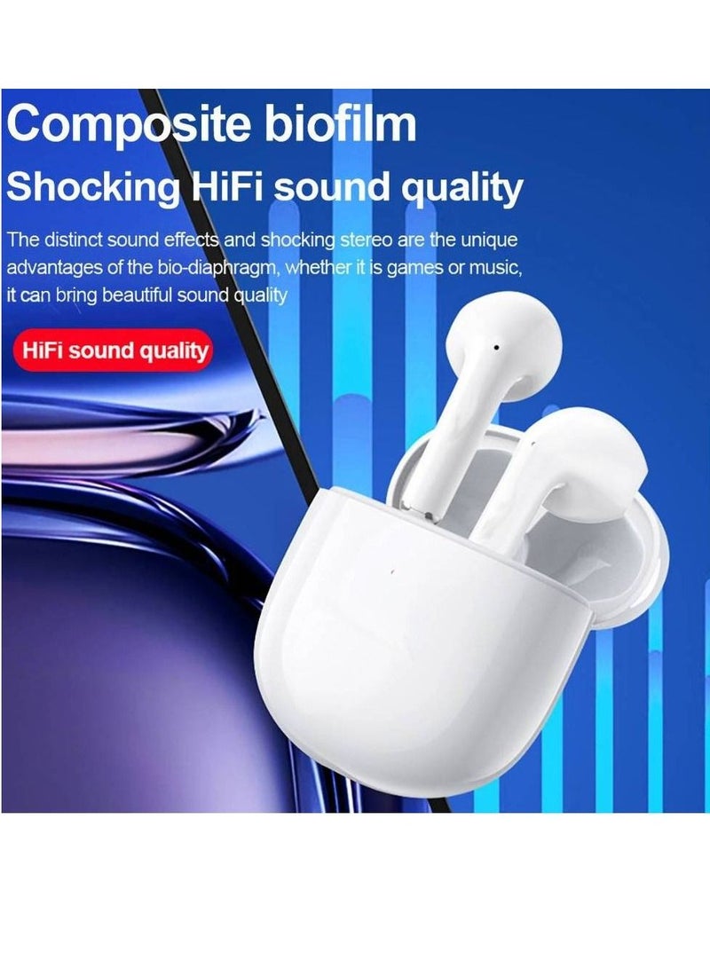 True Wireless Headphone  Sport Music Earbuds BT5.1 Chip Smart Touch Control Long Endurance Time White