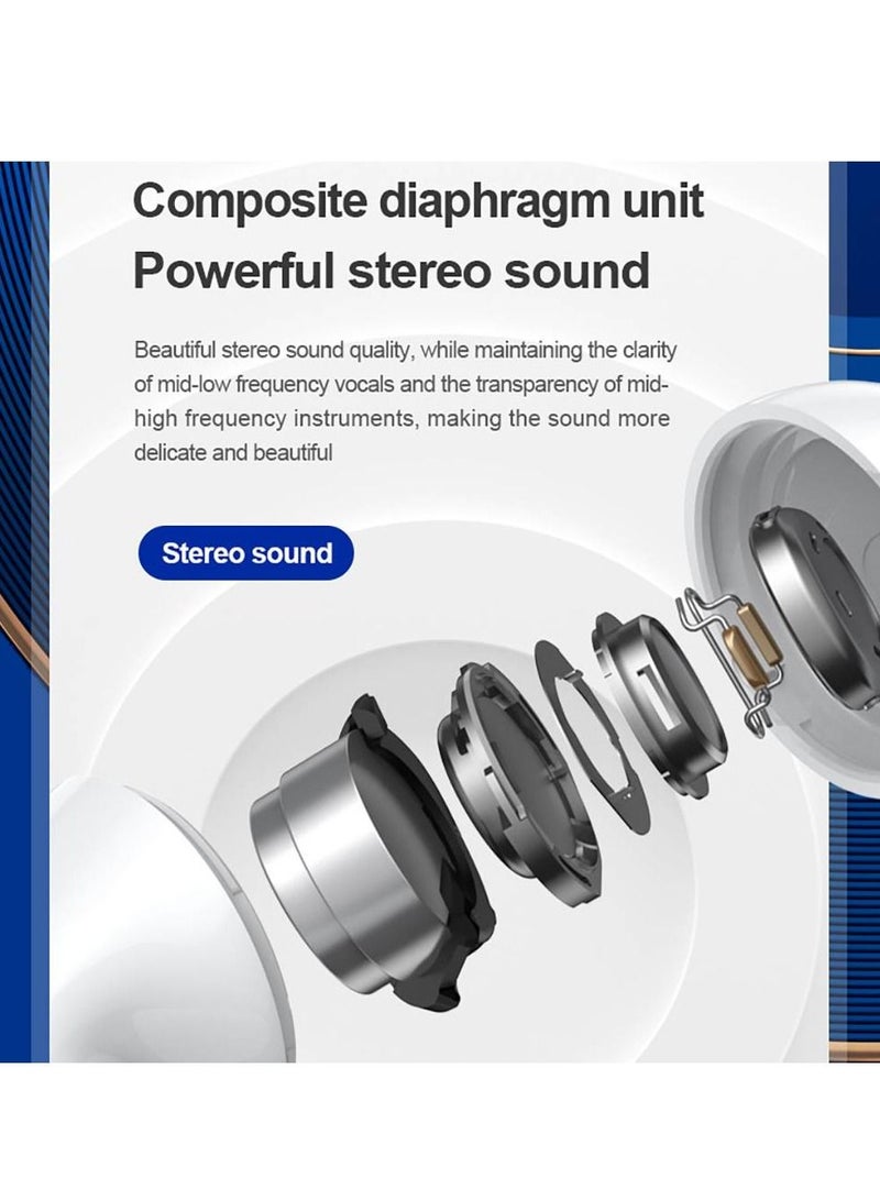 True Wireless Headphone  Sport Music Earbuds BT5.1 Chip Smart Touch Control Long Endurance Time White