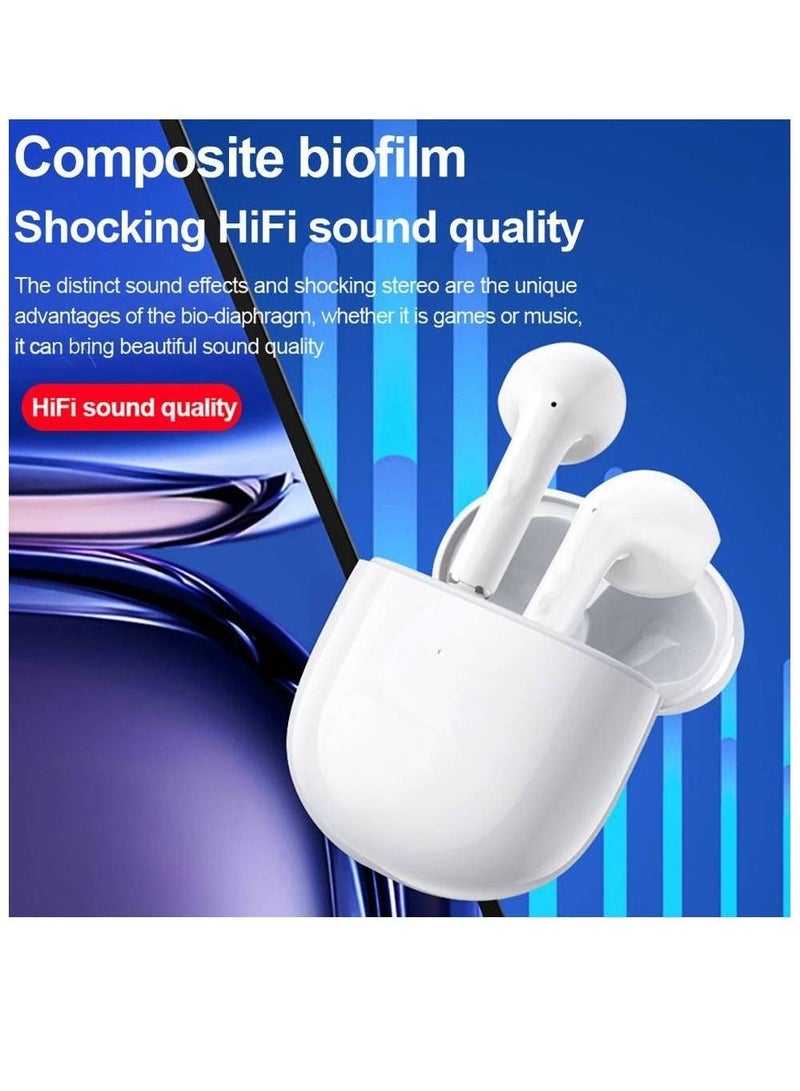 True Wireless Headphone  Sport Music Earbuds BT5.1 Chip Smart Touch Control Long Endurance Time White