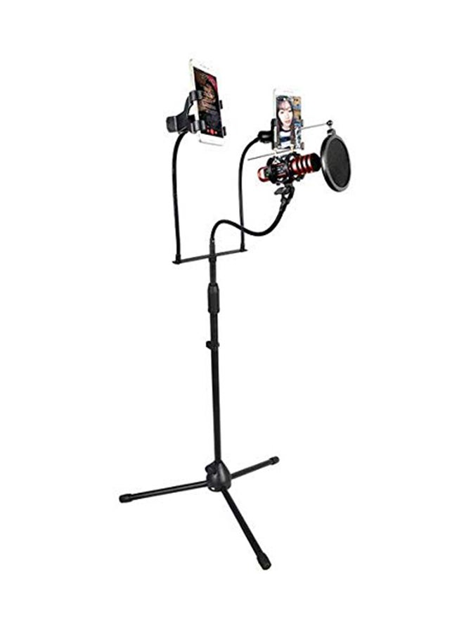 Double Clip Adjustable Studio Floor Stand Microphone 1841800252 Black